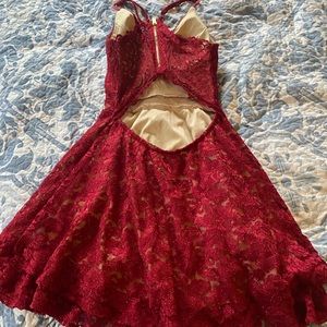 Red Lace Backless Short Hoco/Prom Dress
